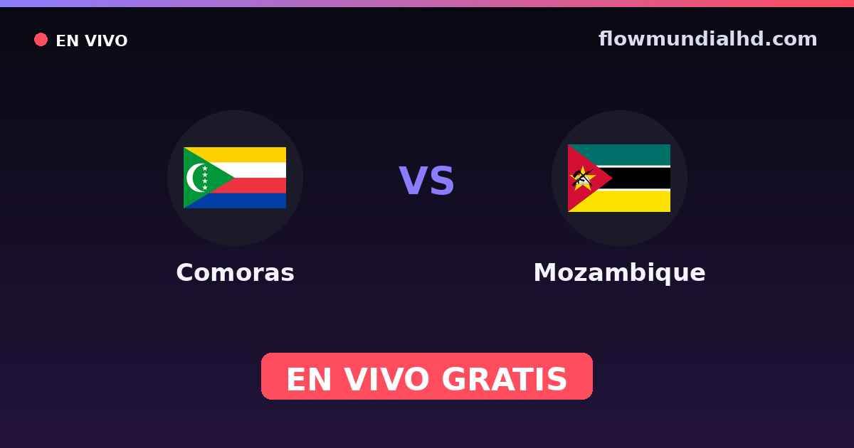 Comoras vs Mozambique — Copa COSAFA, World Cup Qual. CAF · historial y dónde ver en vivo gratis en FlowMundial HD