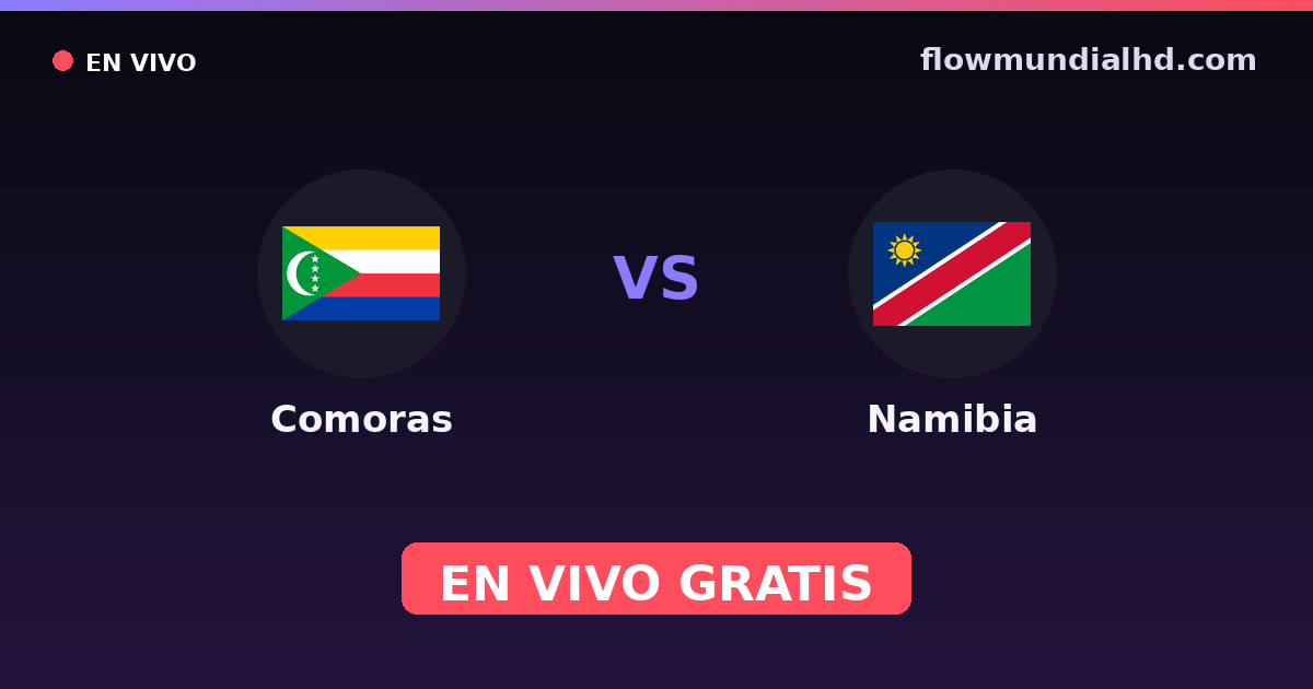 Comoras vs Namibia — FIFA Series, Amistosos Internacionales · historial y dónde ver en vivo gratis en FlowMundial HD