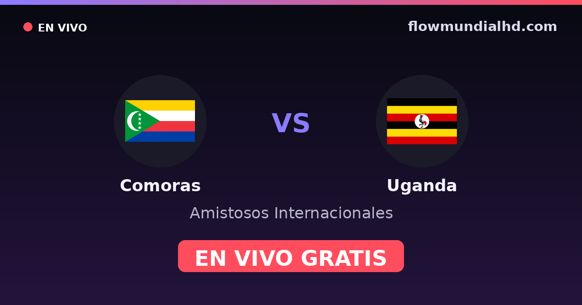 Comoras vs Uganda — Amistosos Internacionales, Clasificación Copa África · historial y dónde ver en vivo gratis en FlowMundial HD