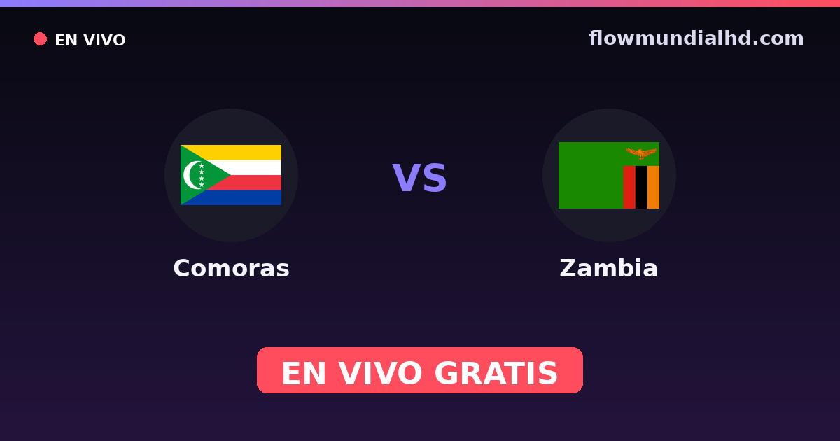 Comoras vs Zambia — Copa COSAFA, Copa África · historial y dónde ver en vivo gratis en FlowMundial HD