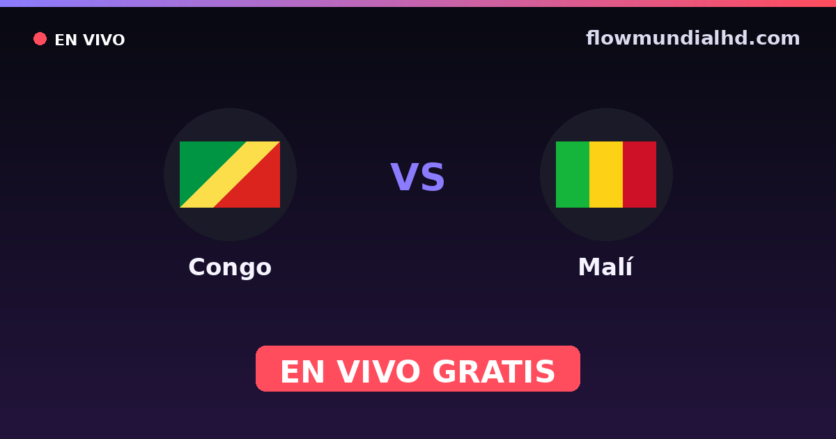 Congo vs Malí — Campeonato Africano de Naciones, World Cup Qual. CAF · historial y dónde ver en vivo gratis en FlowMundial HD