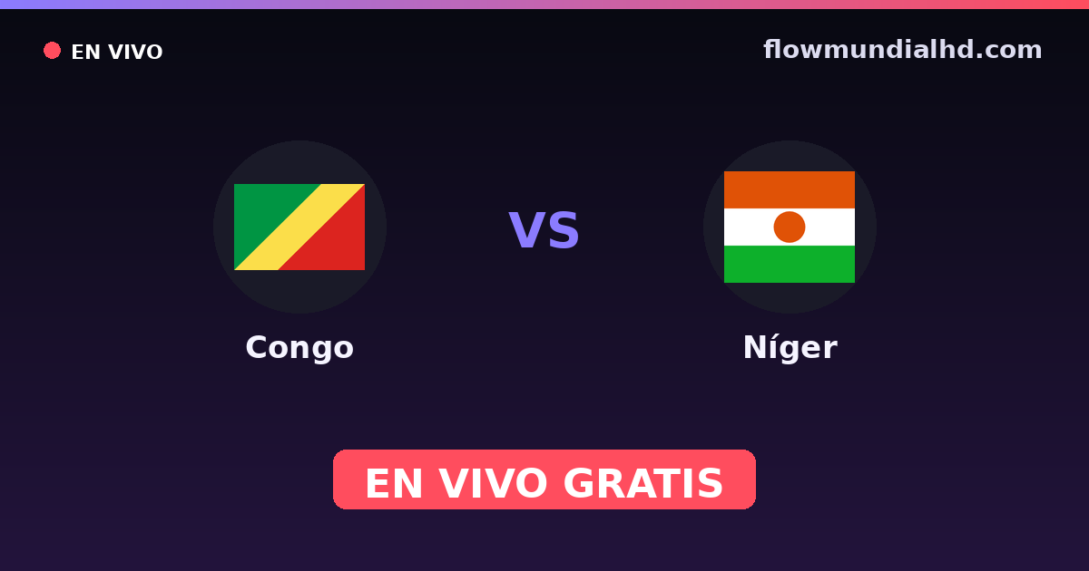 Congo vs Níger — Campeonato Africano de Naciones, World Cup Qual. CAF · historial y dónde ver en vivo gratis en FlowMundial HD