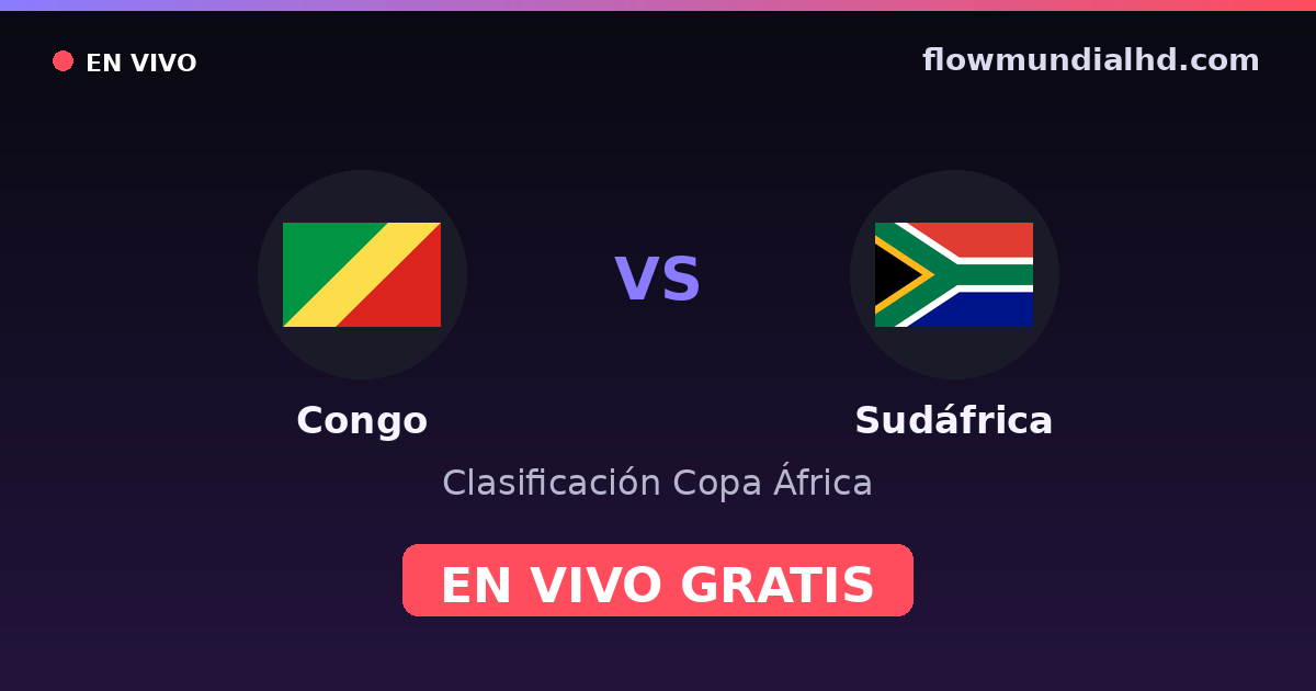 Congo vs Sudáfrica — Clasificación Copa África · historial y dónde ver en vivo gratis en FlowMundial HD