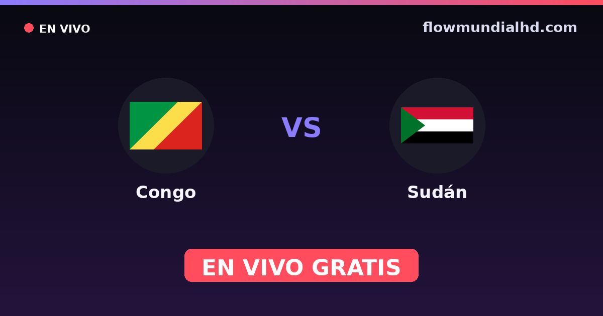 Congo vs Sudán — Campeonato Africano de Naciones, World Cup Qual. CAF · historial y dónde ver en vivo gratis en FlowMundial HD