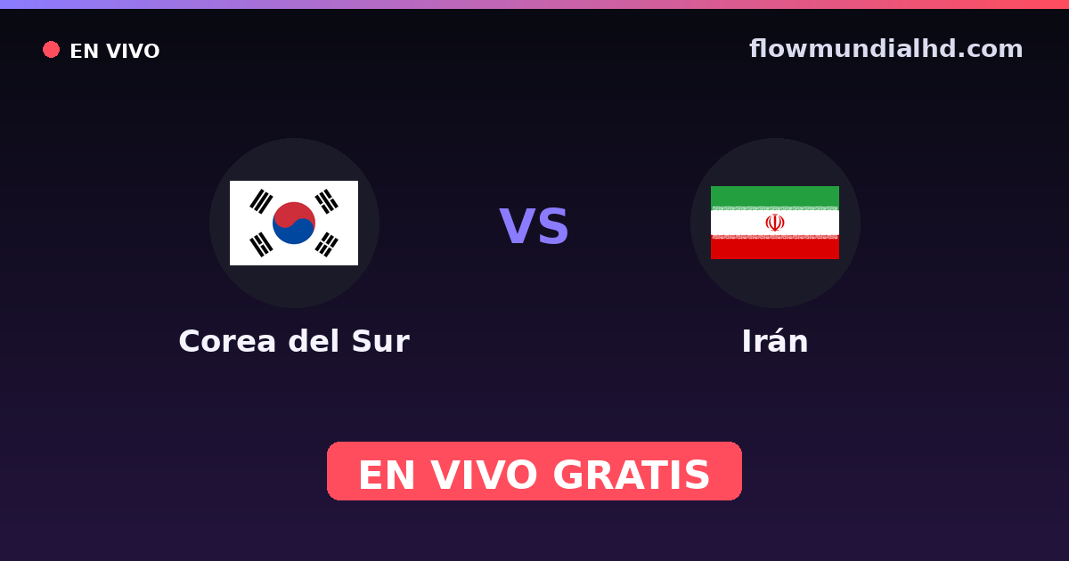 Corea del Sur vs Irán — Eliminatorias asiaticas al Mundial, Amistosos Internacionales · historial y dónde ver en vivo gratis en FlowMundial HD