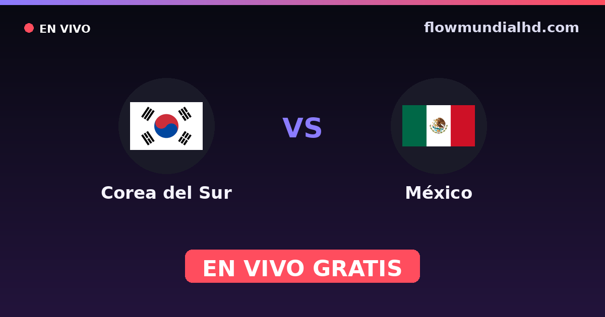 Corea del Sur vs México — Mundial, Amistosos Internacionales · historial y dónde ver en vivo gratis en FlowMundial HD