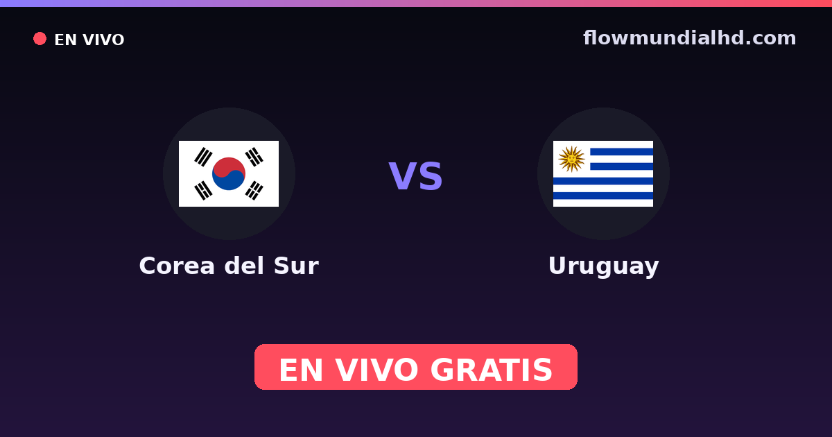 Corea del Sur vs Uruguay — Mundial, Amistosos Internacionales · historial y dónde ver en vivo gratis en FlowMundial HD