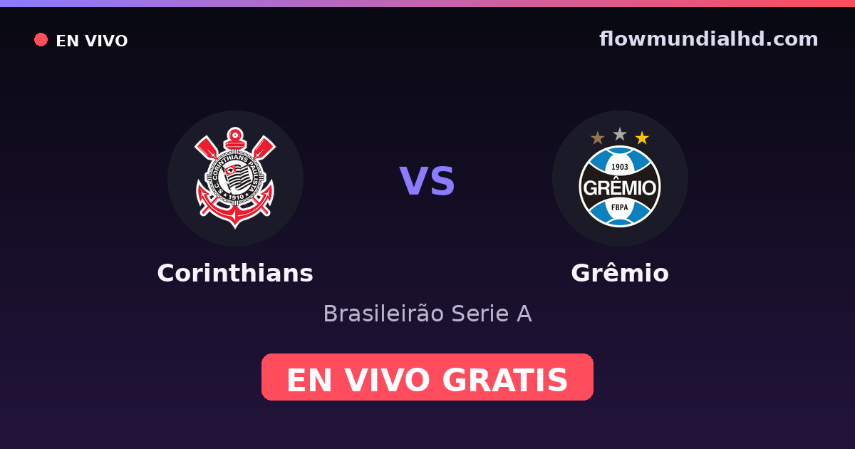 Corinthians vs Grêmio — Brasileirão Serie A, Copa do Brasil · historial y dónde ver en vivo gratis en FlowMundial HD