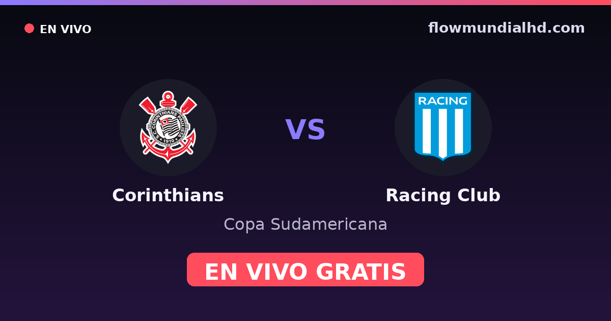Corinthians vs Racing Club — Copa Sudamericana · historial y dónde ver en vivo gratis en FlowMundial HD