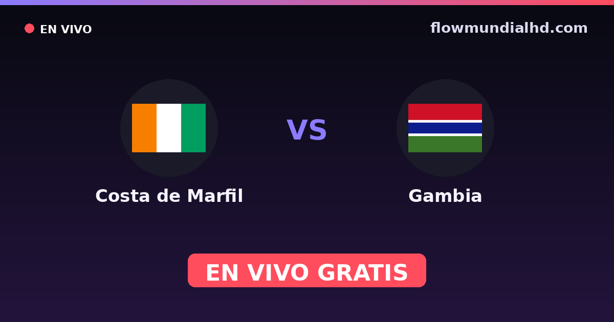 Costa de Marfil vs Gambia — World Cup Qual. CAF · historial y dónde ver en vivo gratis en FlowMundial HD