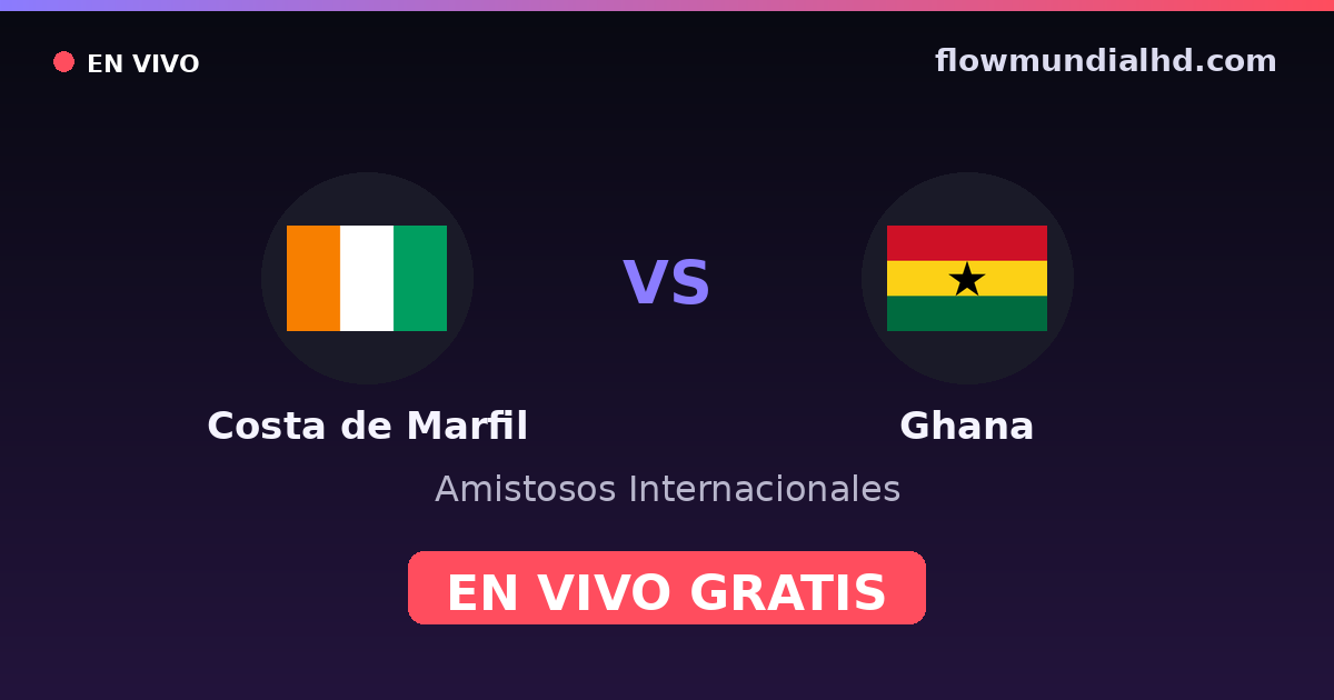 Costa de Marfil vs Ghana — Amistosos Internacionales, Copa África · historial y dónde ver en vivo gratis en FlowMundial HD