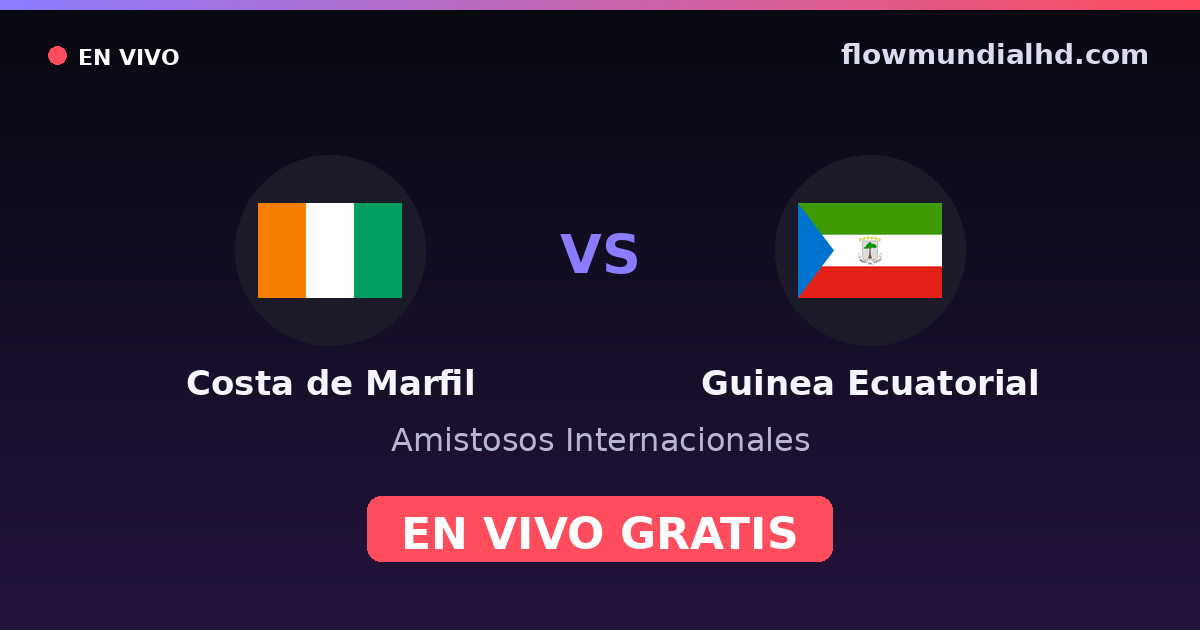 Costa de Marfil vs Guinea Ecuatorial — Amistosos Internacionales, Copa África · historial y dónde ver en vivo gratis en FlowMundial HD