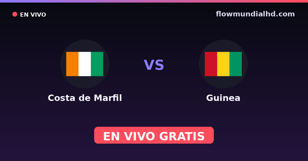 Costa de Marfil vs Guinea — Campeonato Africano de Naciones, Amistosos Internacionales · historial y dónde ver en vivo gratis en FlowMundial HD