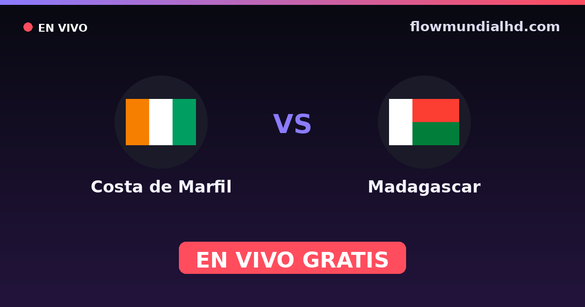 Costa de Marfil vs Madagascar — World Cup Qual. CAF , Clasificación Copa África · historial y dónde ver en vivo gratis en FlowMundial HD