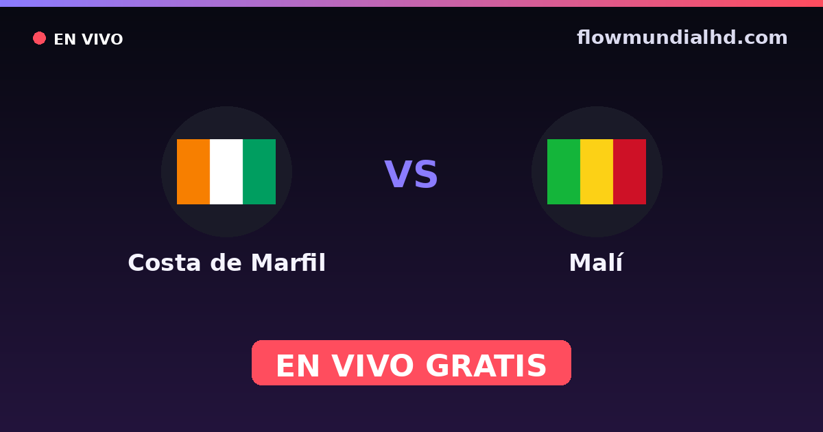 Costa de Marfil vs Malí — Campeonato Africano de Naciones, World Cup Qual. CAF · historial y dónde ver en vivo gratis en FlowMundial HD