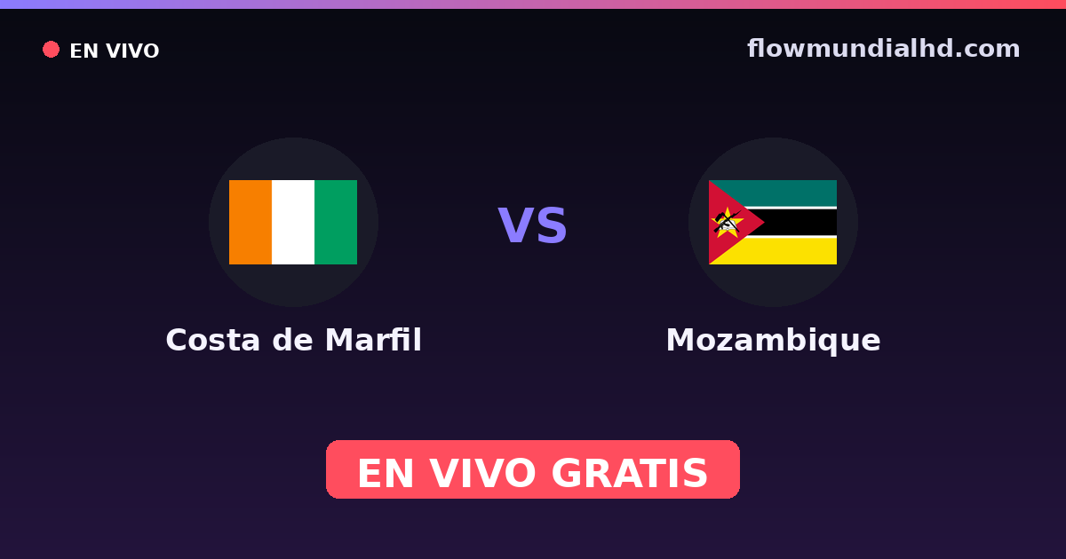 Costa de Marfil vs Mozambique — World Cup Qual. CAF , Copa África · historial y dónde ver en vivo gratis en FlowMundial HD