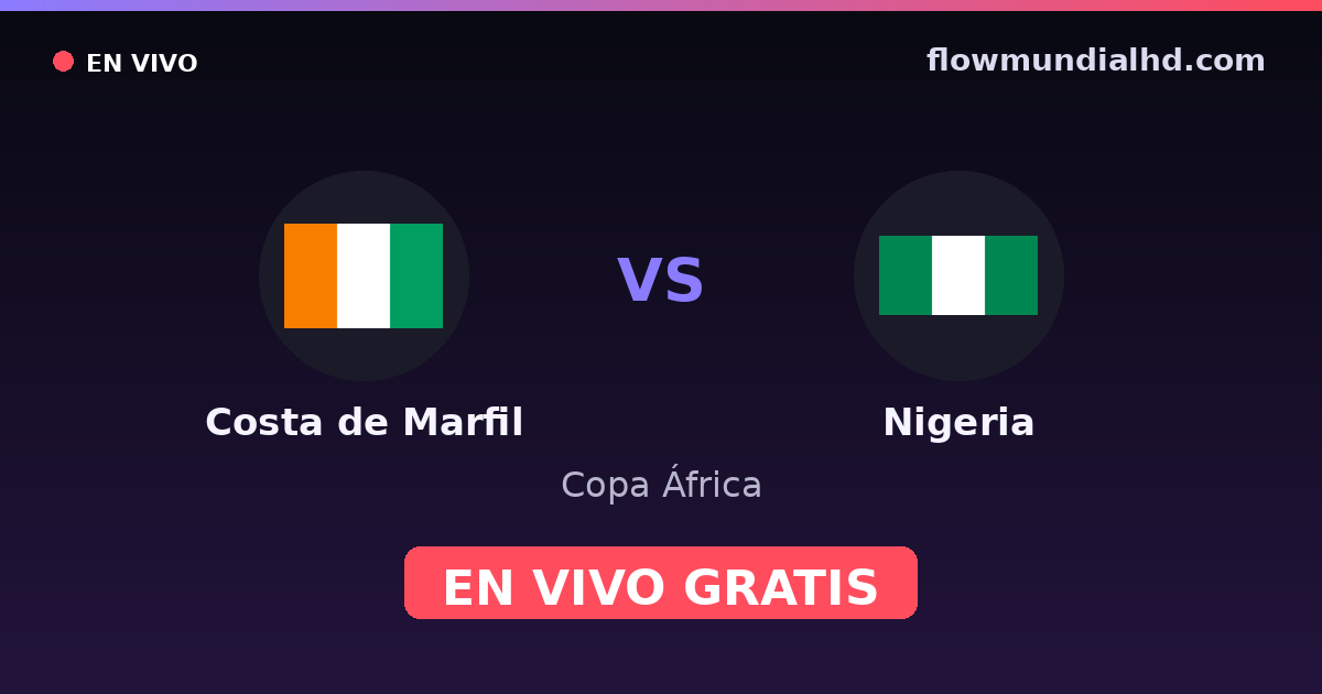 Costa de Marfil vs Nigeria — Copa África · historial y dónde ver en vivo gratis en FlowMundial HD
