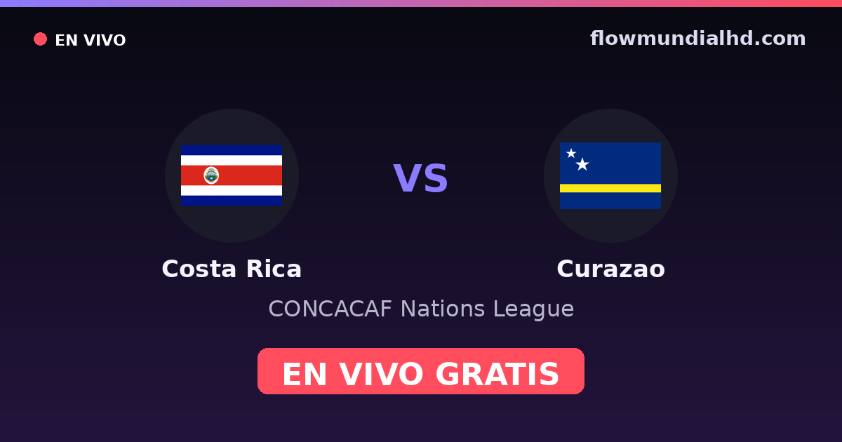 Costa Rica vs Curazao — CONCACAF Nations League · historial y dónde ver en vivo gratis en FlowMundial HD