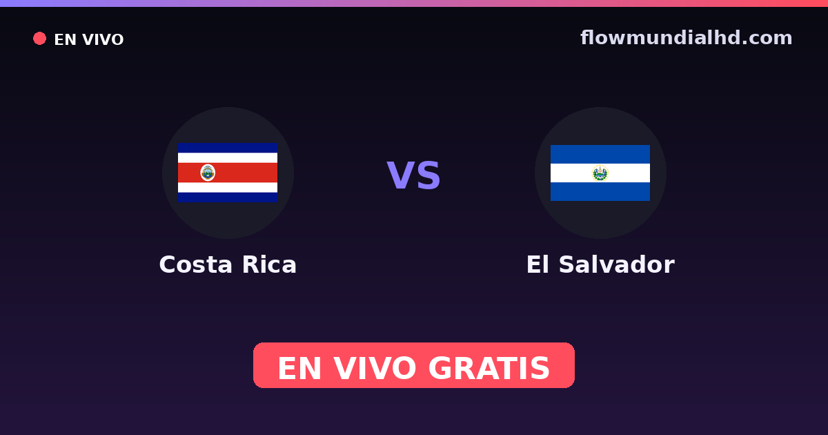 Costa Rica vs El Salvador — Copa Centroamericana, Eliminatorias CONCACAF al Mundial · historial y dónde ver en vivo gratis en FlowMundial HD