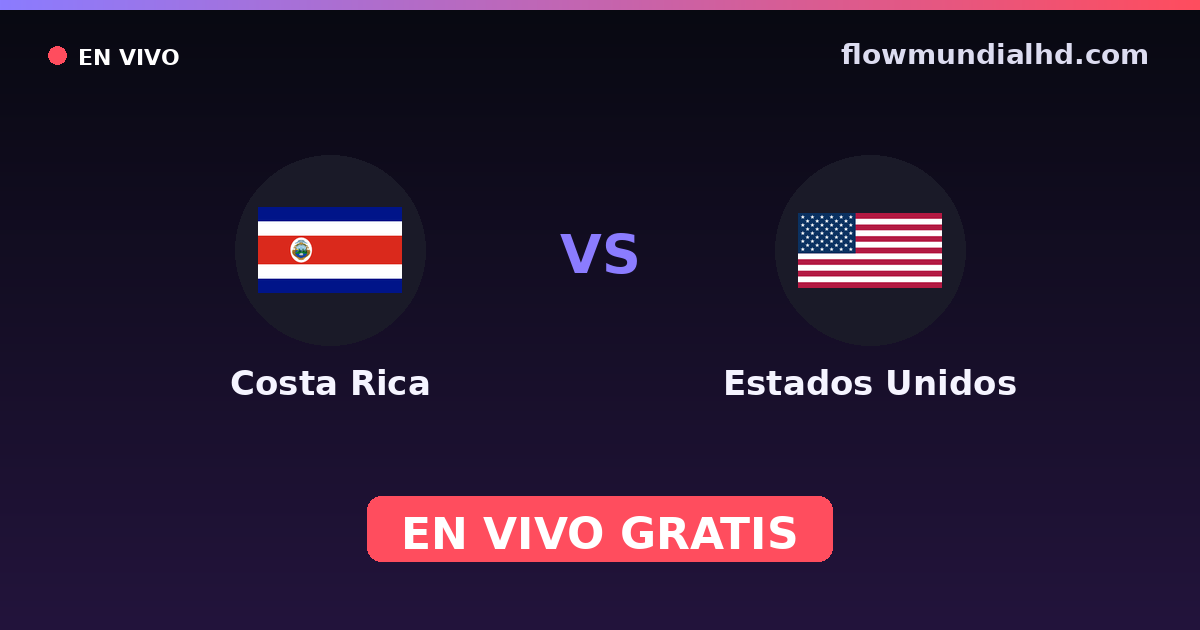 Costa Rica vs Estados Unidos — Eliminatorias CONCACAF al Mundial, Amistosos Internacionales · historial y dónde ver en vivo gratis en FlowMundial HD