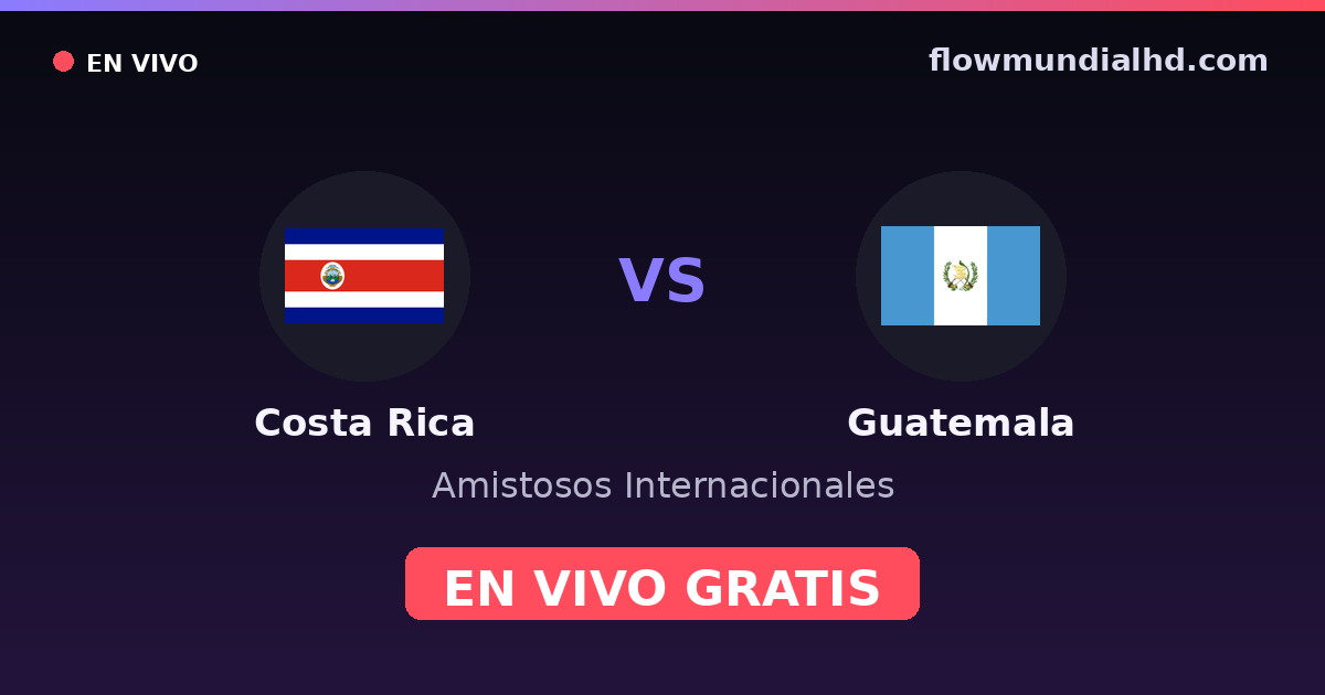 Costa Rica vs Guatemala — Amistosos Internacionales, CONCACAF Nations League · historial y dónde ver en vivo gratis en FlowMundial HD