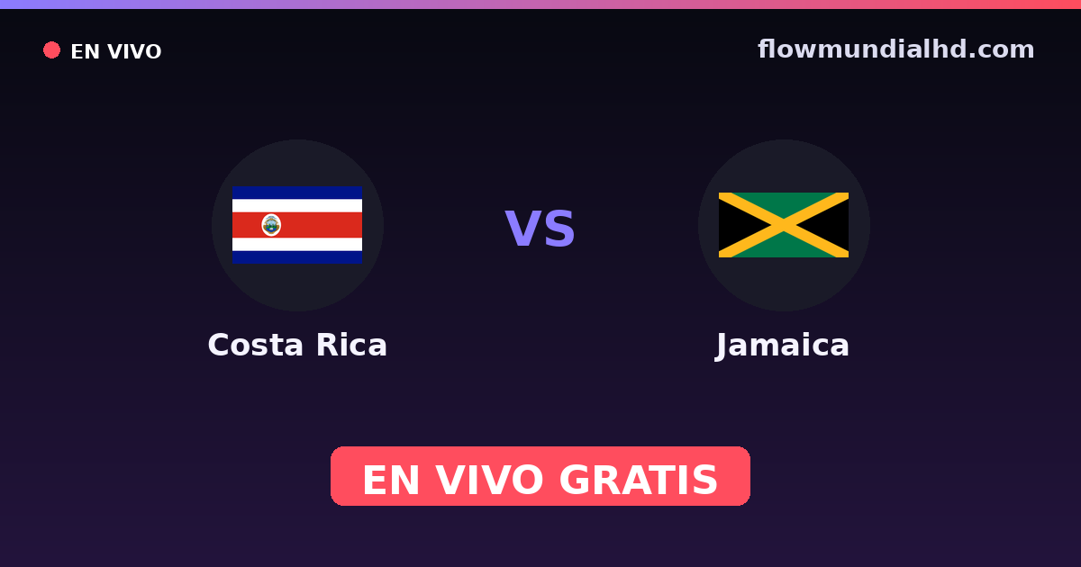 Costa Rica vs Jamaica — Eliminatorias CONCACAF al Mundial, Amistosos Internacionales · historial y dónde ver en vivo gratis en FlowMundial HD