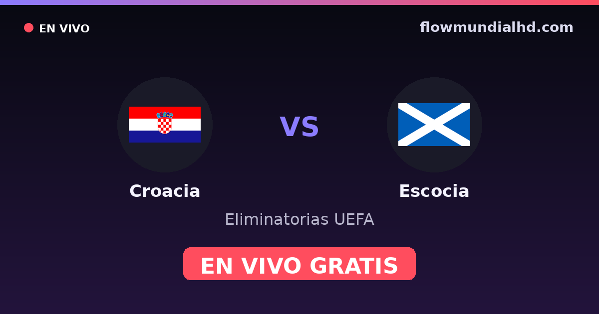 Croacia vs Escocia — Eliminatorias UEFA, Eurocopa · historial y dónde ver en vivo gratis en FlowMundial HD