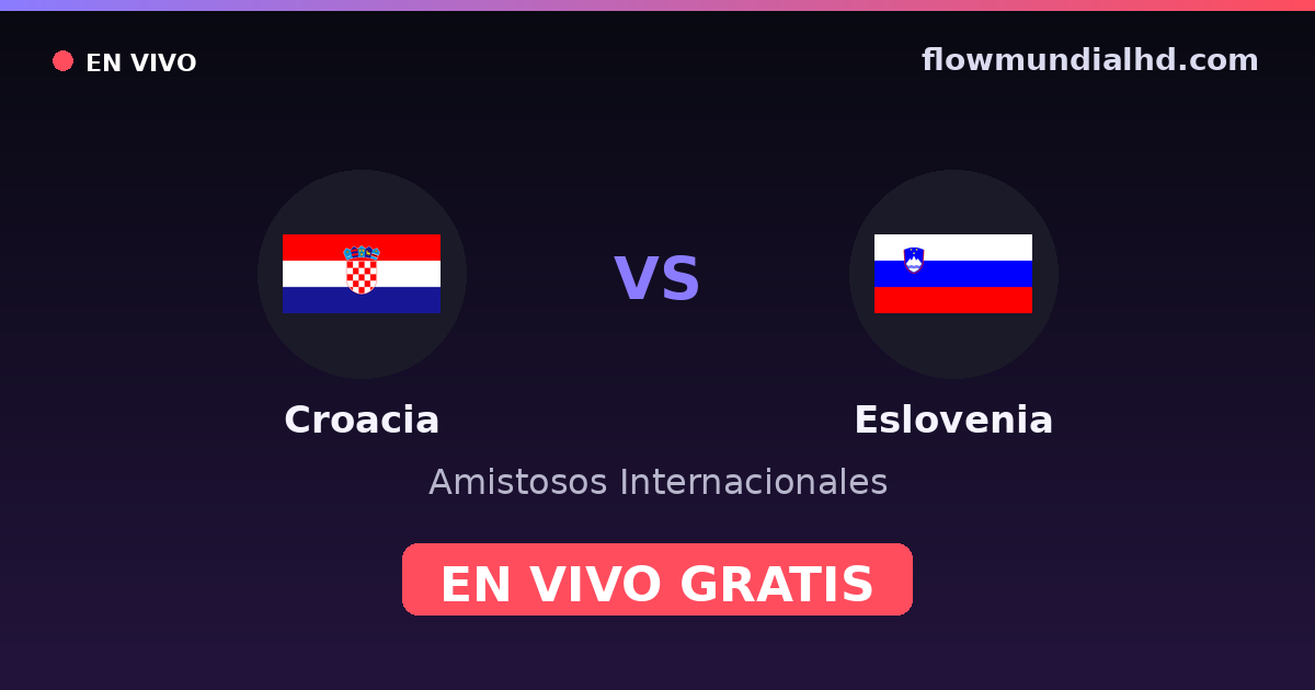 Croacia vs Eslovenia — Amistosos Internacionales, Eliminatorias UEFA · historial y dónde ver en vivo gratis en FlowMundial HD