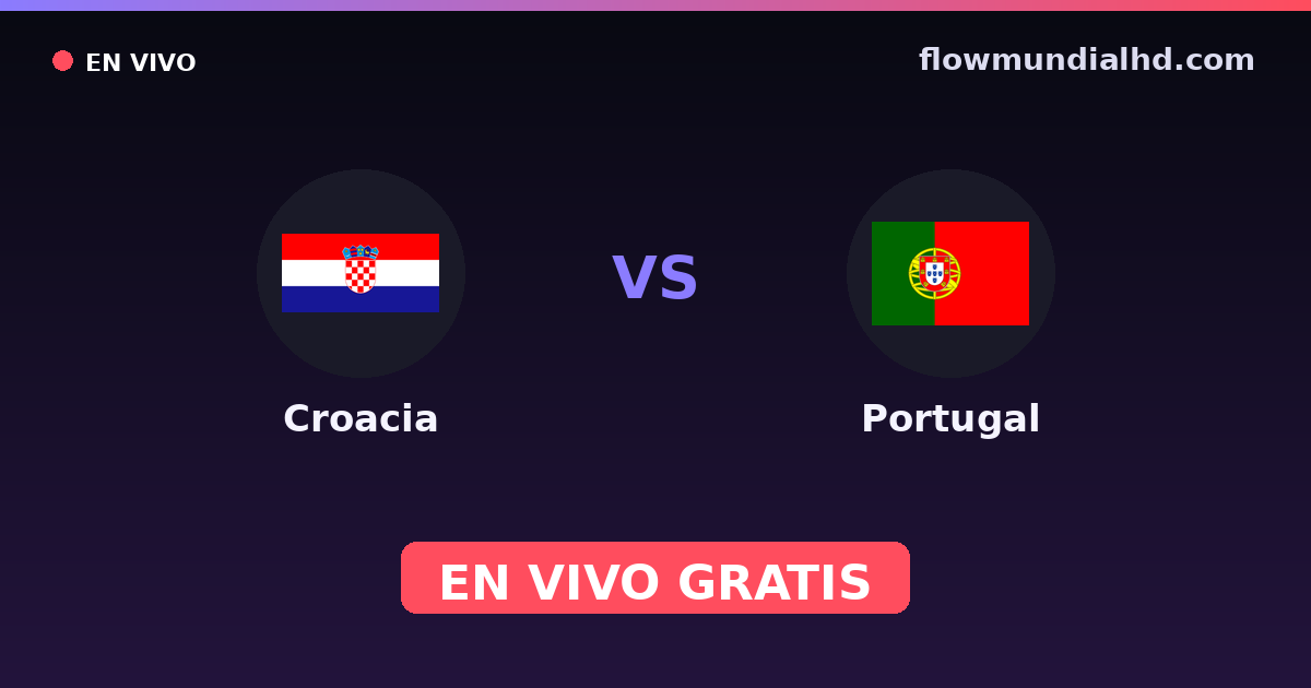 Croacia vs Portugal — Mundial, Amistosos Internacionales · historial y dónde ver en vivo gratis en FlowMundial HD