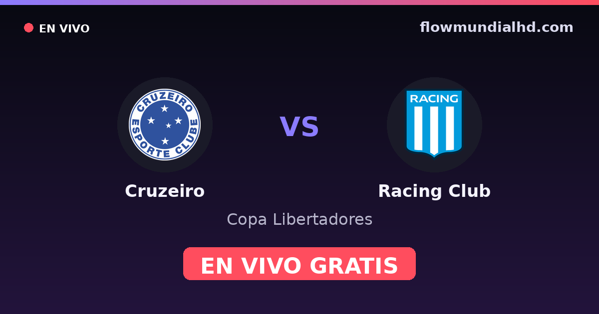 Cruzeiro vs Racing Club — Copa Libertadores, Copa Sudamericana · historial y dónde ver en vivo gratis en FlowMundial HD