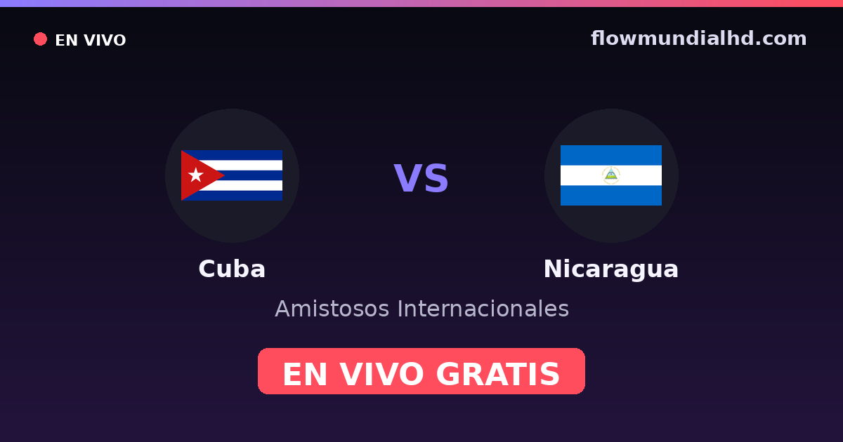 Cuba vs Nicaragua — Amistosos Internacionales, CONCACAF Nations League · historial y dónde ver en vivo gratis en FlowMundial HD