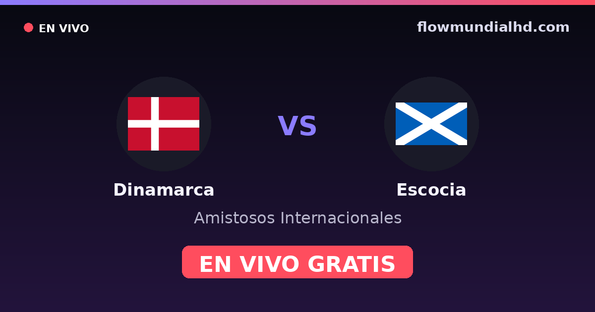 Dinamarca vs Escocia — Amistosos Internacionales, Eliminatorias UEFA · historial y dónde ver en vivo gratis en FlowMundial HD
