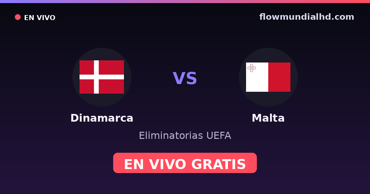 Dinamarca vs Malta — Eliminatorias UEFA · historial y dónde ver en vivo gratis en FlowMundial HD