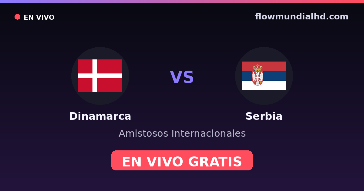 Dinamarca vs Serbia — Amistosos Internacionales, Eurocopa · historial y dónde ver en vivo gratis en FlowMundial HD