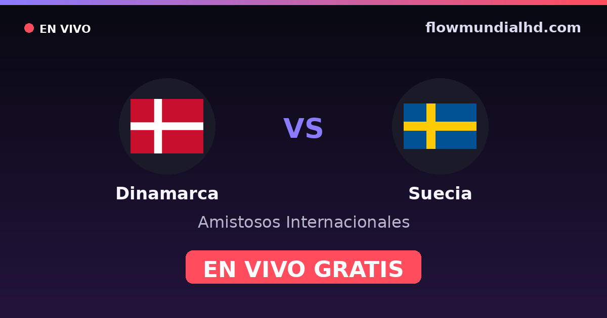 Dinamarca vs Suecia — Amistosos Internacionales, Eliminatorias UEFA · historial y dónde ver en vivo gratis en FlowMundial HD