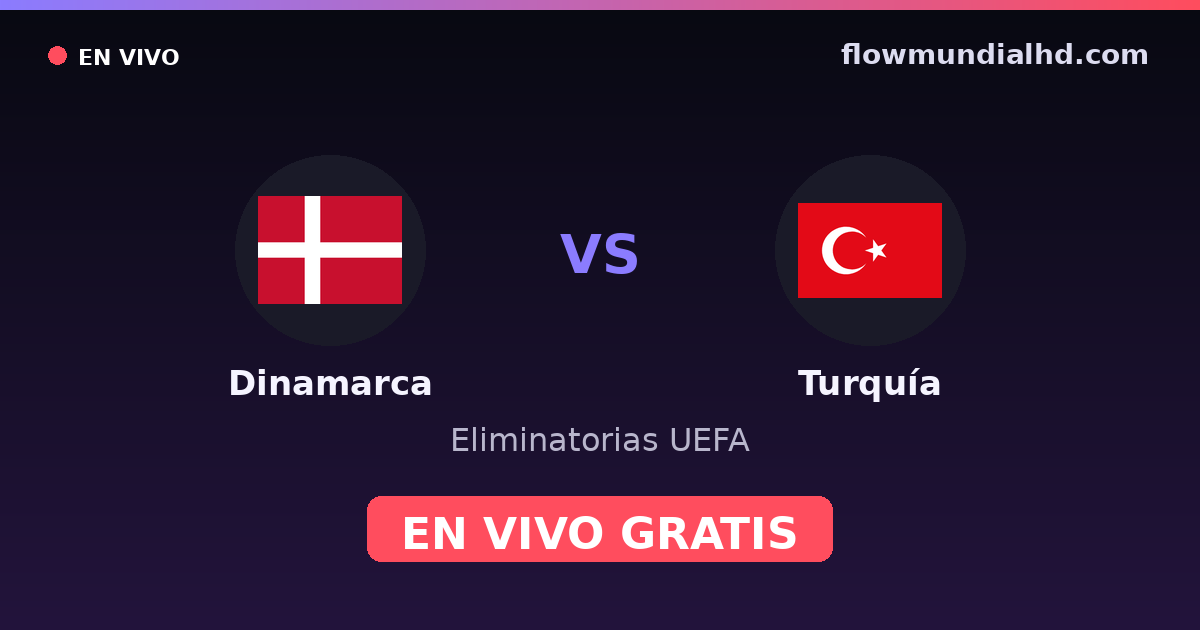 Dinamarca vs Turquía — Eliminatorias UEFA, Eurocopa · historial y dónde ver en vivo gratis en FlowMundial HD