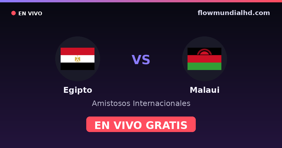 Egipto vs Malaui — Amistosos Internacionales, Clasificación Copa África · historial y dónde ver en vivo gratis en FlowMundial HD