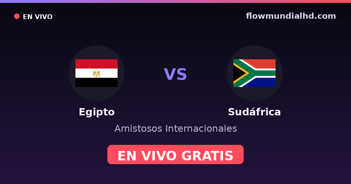 Egipto vs Sudáfrica — Amistosos Internacionales, Copa África · historial y dónde ver en vivo gratis en FlowMundial HD