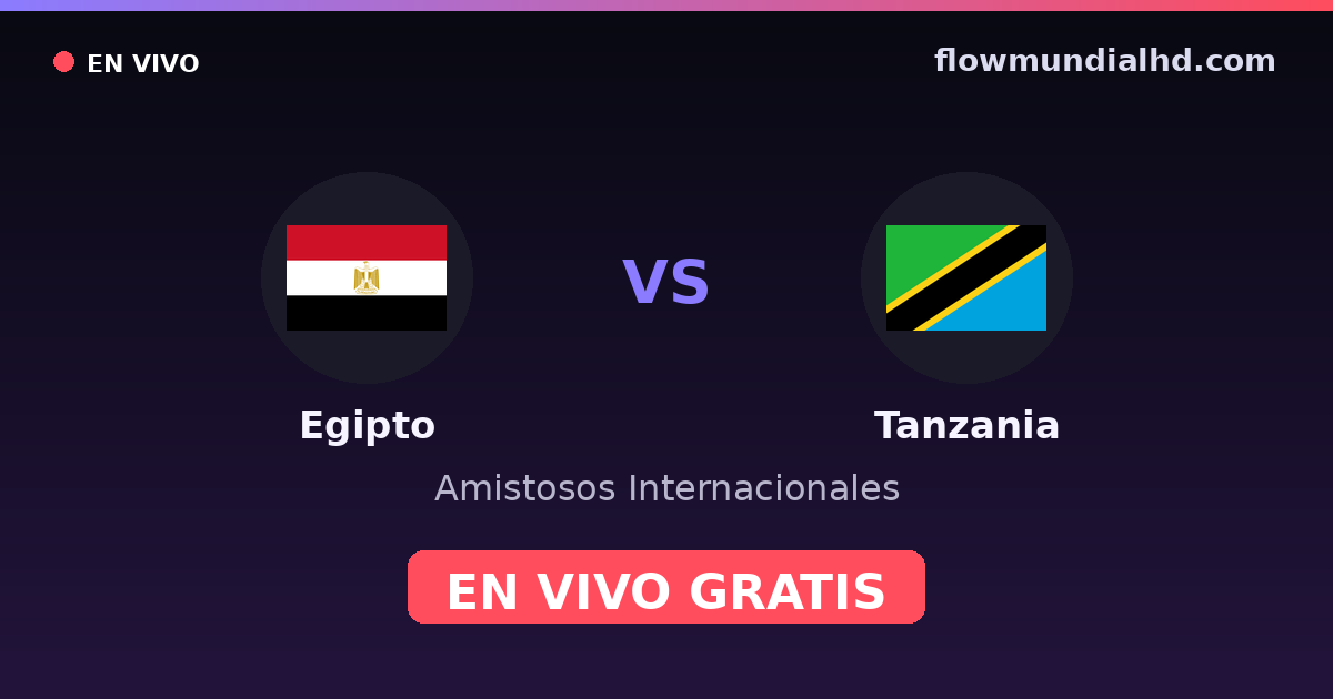 Egipto vs Tanzania — Amistosos Internacionales, Clasificación Copa África · historial y dónde ver en vivo gratis en FlowMundial HD