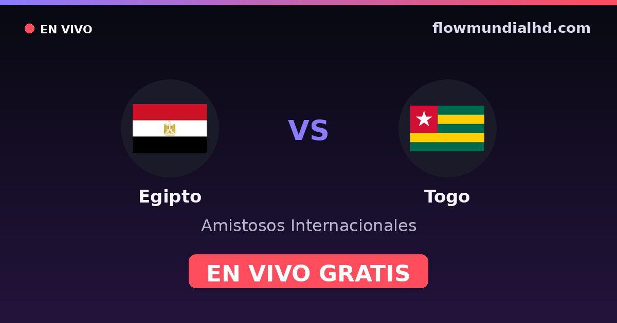 Egipto vs Togo — Amistosos Internacionales, Clasificación Copa África · historial y dónde ver en vivo gratis en FlowMundial HD