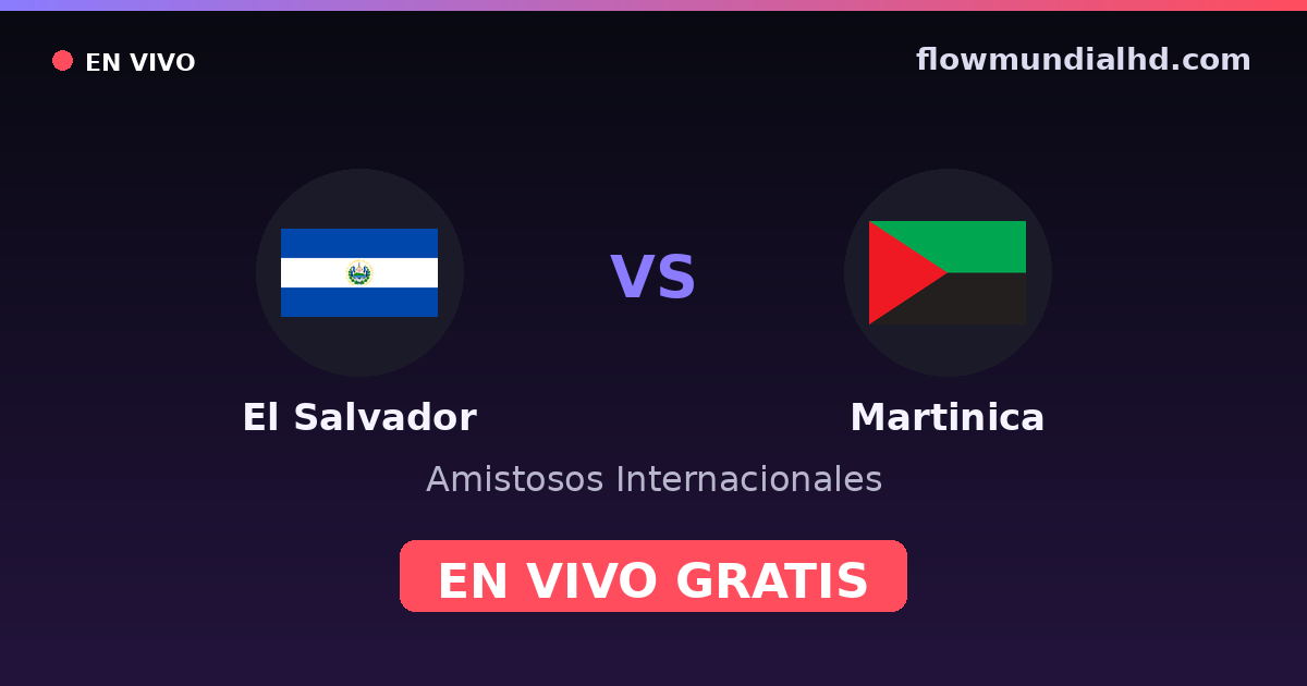 El Salvador vs Martinica — Amistosos Internacionales, CONCACAF Nations League · historial y dónde ver en vivo gratis en FlowMundial HD