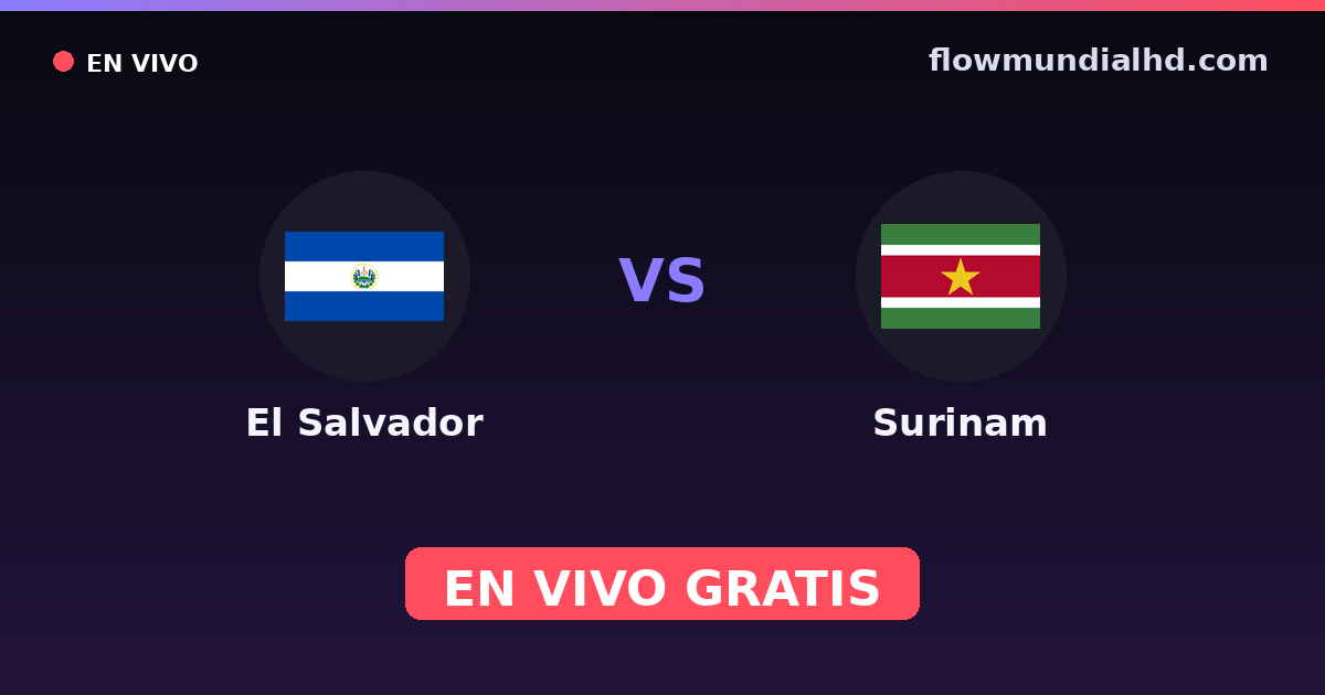 El Salvador vs Surinam — Eliminatorias CONCACAF al Mundial · historial y dónde ver en vivo gratis en FlowMundial HD