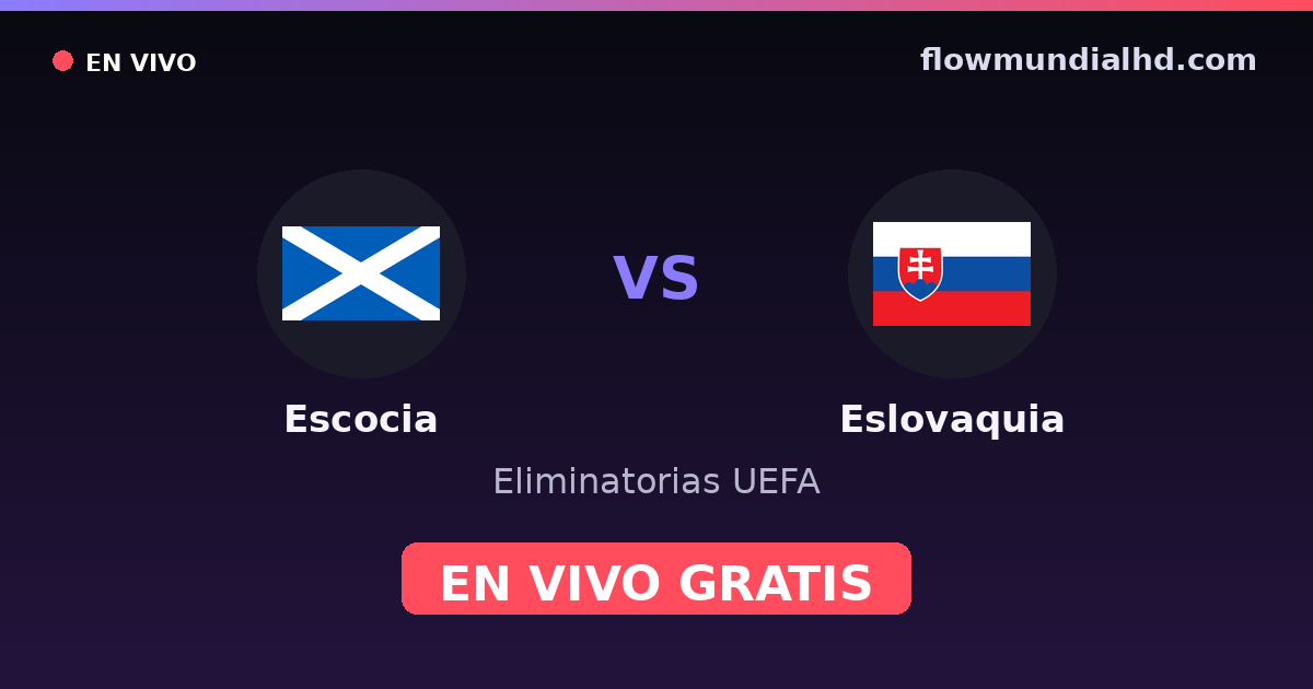 Escocia vs Eslovaquia — Eliminatorias UEFA, UEFA Nations League · historial y dónde ver en vivo gratis en FlowMundial HD