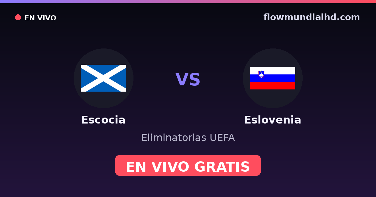 Escocia vs Eslovenia — Eliminatorias UEFA, UEFA Nations League · historial y dónde ver en vivo gratis en FlowMundial HD