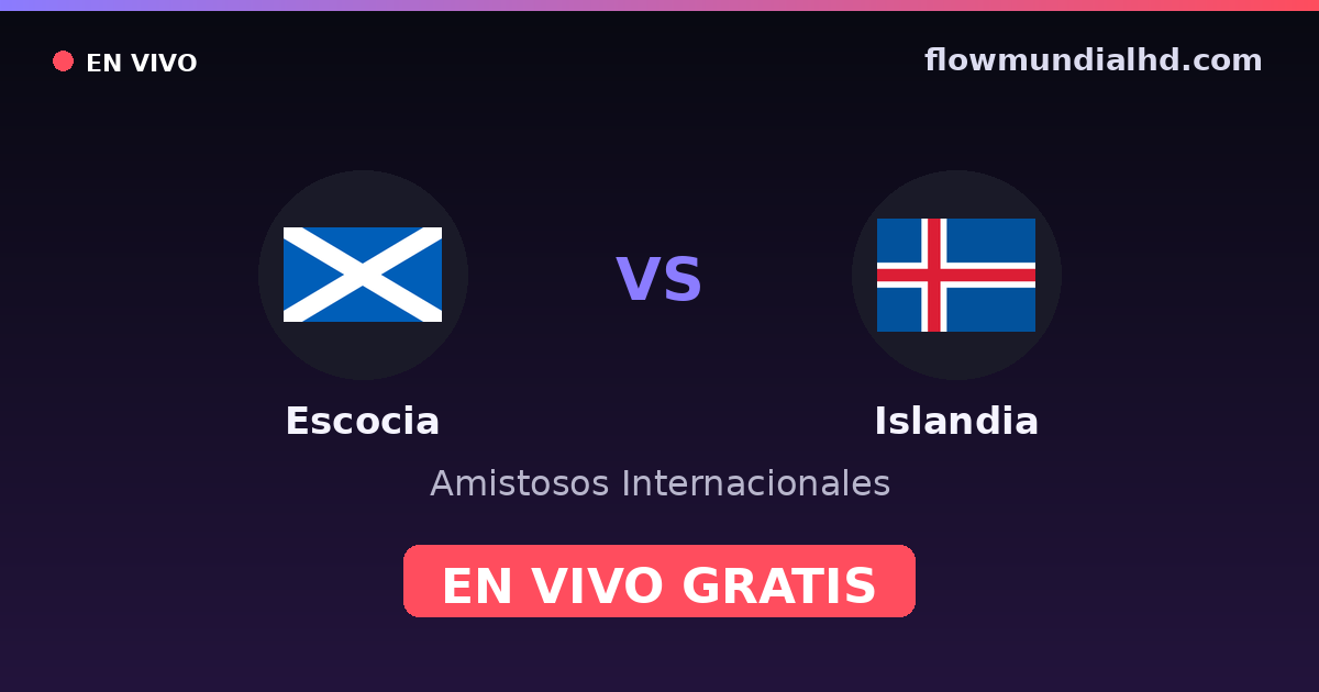 Escocia vs Islandia — Amistosos Internacionales, Eliminatorias UEFA · historial y dónde ver en vivo gratis en FlowMundial HD
