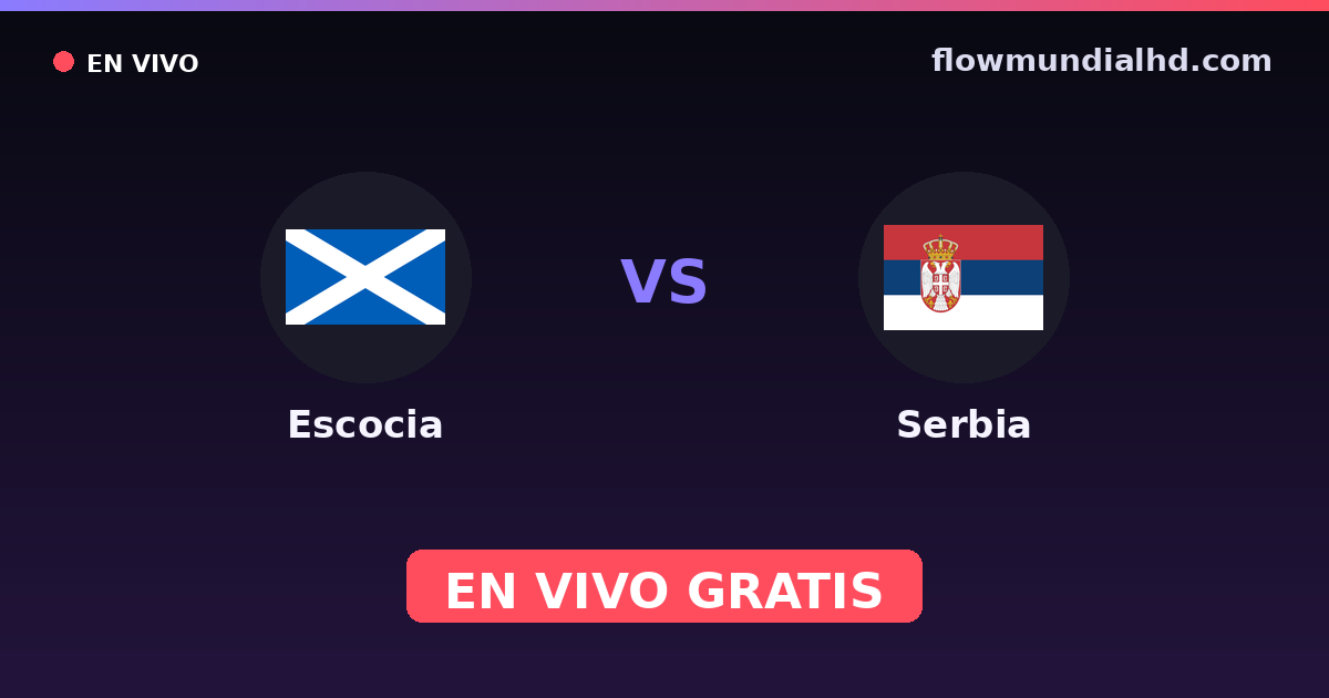 Escocia vs Serbia — Clasificacion Eurocopa, Eliminatorias UEFA · historial y dónde ver en vivo gratis en FlowMundial HD