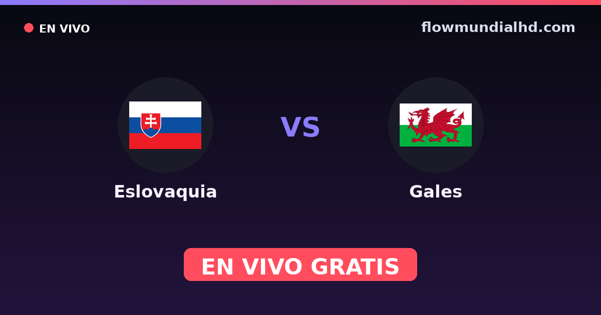 Eslovaquia vs Gales — Clasificacion Eurocopa, Amistosos Internacionales · historial y dónde ver en vivo gratis en FlowMundial HD