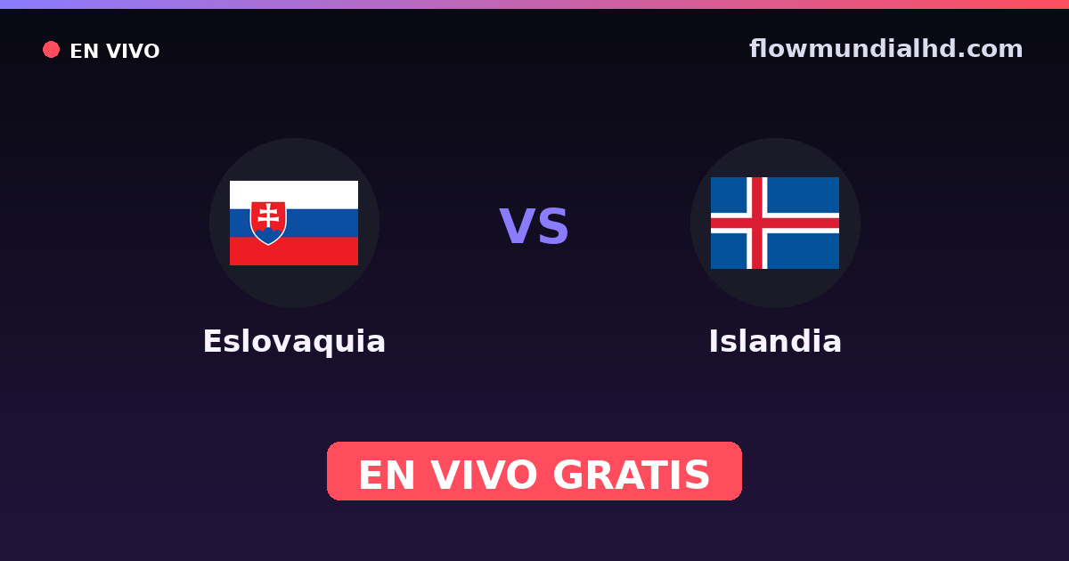 Eslovaquia vs Islandia — Clasificacion Eurocopa, Amistosos Internacionales · historial y dónde ver en vivo gratis en FlowMundial HD
