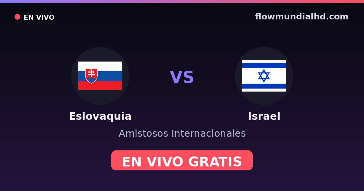 Eslovaquia vs Israel — Amistosos Internacionales, UEFA Nations League · historial y dónde ver en vivo gratis en FlowMundial HD