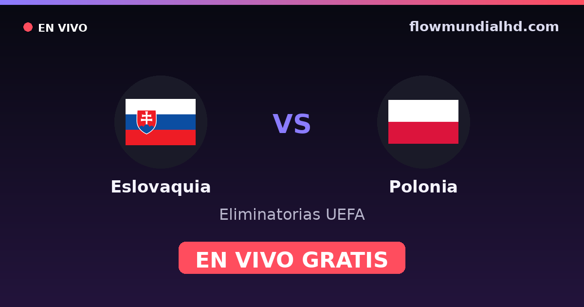 Eslovaquia vs Polonia — Eliminatorias UEFA, Eurocopa · historial y dónde ver en vivo gratis en FlowMundial HD